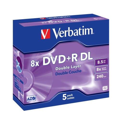 Артикул Verbatim DVD+R DOUBLE LAYER 8.5GB 8X MATT SILVER SURFACE (5 PACK)