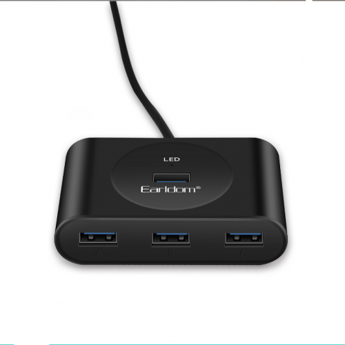 USB хъб Earldom HUB03, USB 2.0, 4 Ports, OTG, Black - 12065