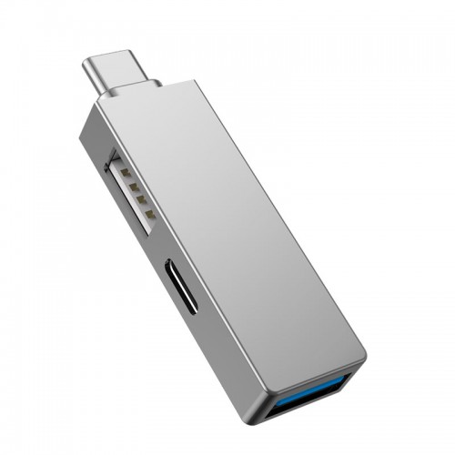 USB хъб WiWu T02 Pro, Type-C, 3 Ports, USB 3.0, Gray - 17755
