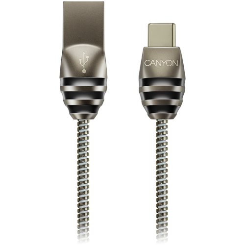 Кабел CANYON UC-5, Type C USB 2.0 standard cable, Power & Data output, 5V 2A, OD 3.5mm, metallic ...