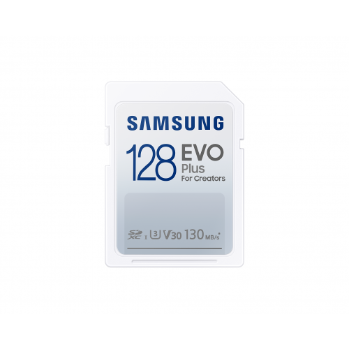 Карта памет Samsung EVO Plus, SD Card, 128GB, Бяла