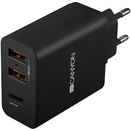 Зарядно устройство CANYON H-08, Universal 3xUSB AC charger (in wall) with over-voltage protection(1 ...