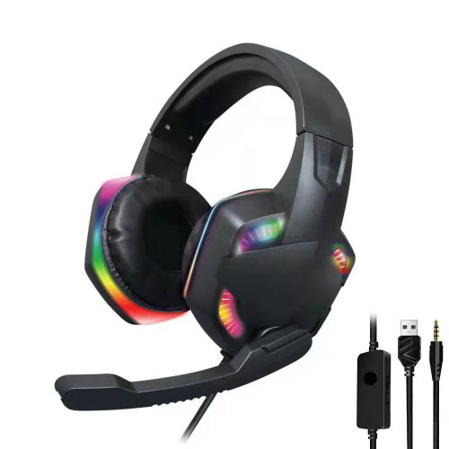 Слушалки Oakorn G5 LED, For PC, Microphone, Backlit, 3.5mm, USB, Black - 20598