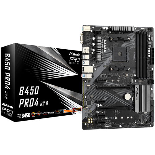 Дънна платка ASROCK Main Board Desktop B450 PRO4 (B450, AM4, 4xDDR4, HDMI/DP/D-Sub, 2 PCIe 3.0 x16, ...