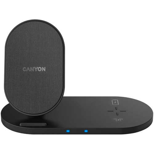 Безжично зарядно CANYON WS-202, 2in1 Wireless charger, Input 5V/3A, 9V/2.67A, Output 10W/7.5W/5W, ...