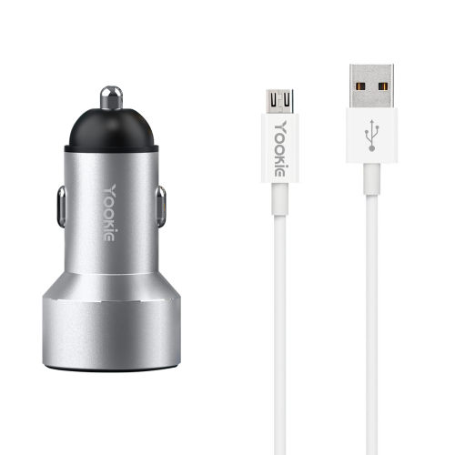 Зарядно за кола Yookie PC3, 5V/2.4A, 12/24V, With Micro USB cable, 2 x USB, Different colors - 40140