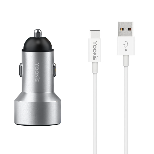 Зарядно за кола Yookie PC3, 5V/2.4A, 12/24V, With Type-C cable, 2 x USB, Different colors - 40142