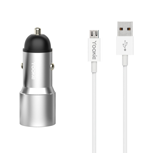 Зарядно за кола Yookie PC4, Quick Charge 3.0, 2xUSB, With Micro USB cable, Different colors - 40143