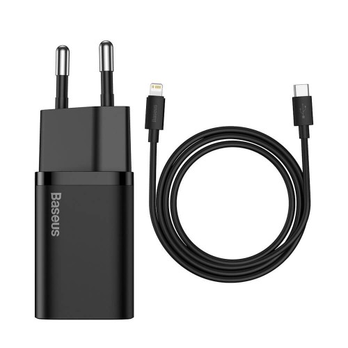 Зарядно устройство Baseus Super Si, 20W, Type-C to Lightning cable, Black - 40418