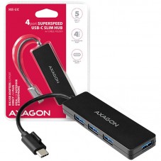 Хъб USB AXAGON HUE-G1C 4x USB3.1 Gen1 SLIM hub w. 14cm Type-C cable