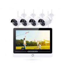 Смарт система за видеонаблюдение No brand PST-7204-PN, 4 cameras, 2.0Mp, Full HD, Екран, Wi-Fi, Tuya Smart, White - 91037