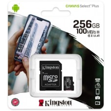 Карта памет Kingston 256gb Micsdxc Canvas Select Plus 100r A1 C10 Card + Adp SDCS2/256GB