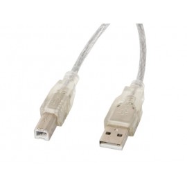 Кабел Lanberg USB-A (M) -> USB-B (M) 2.0 cable 1.8m, transparent ferrite