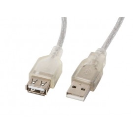 Кабел Lanberg extension cable USB 2.0 AM-AF,  1.8m, transparent ferrite