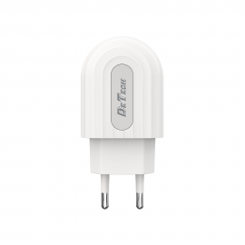 Зарядно устройство DeTech DE-28, 5V/2.4A, 220V, 2 x USB, White - 14132