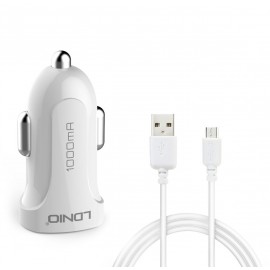 Зарядно за кола, LDNIO DL-C17, 5V/1A, Universal , 1xUSB, With Micro USB cable, White - 14377