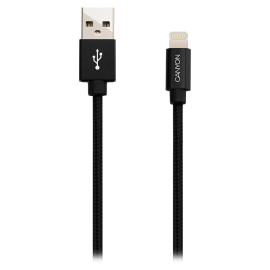 Кабел CANYON MFI-3, Charge & Sync MFI braided cable with metalic shell, USB to lightning, certified ...
