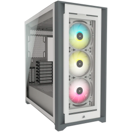 Кутия за компютър Corsair iCUE 5000X RGB Tempered Glass Mid-Tower Smart Case, White, EAN:0840006627531
