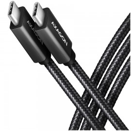 Кабел Axagon Data and charging USB 3.2 Gen 1 cable length 2 m. PD 60W, 3A. Black braided.