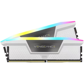 Памет за настолен компютър CORSAIR VENGEANCE RGB 32GB 2x16GB DDR5 6000MHz DIMM Unbuffered 36-39-39-76 STD PMIC XMP 3.0 White He...